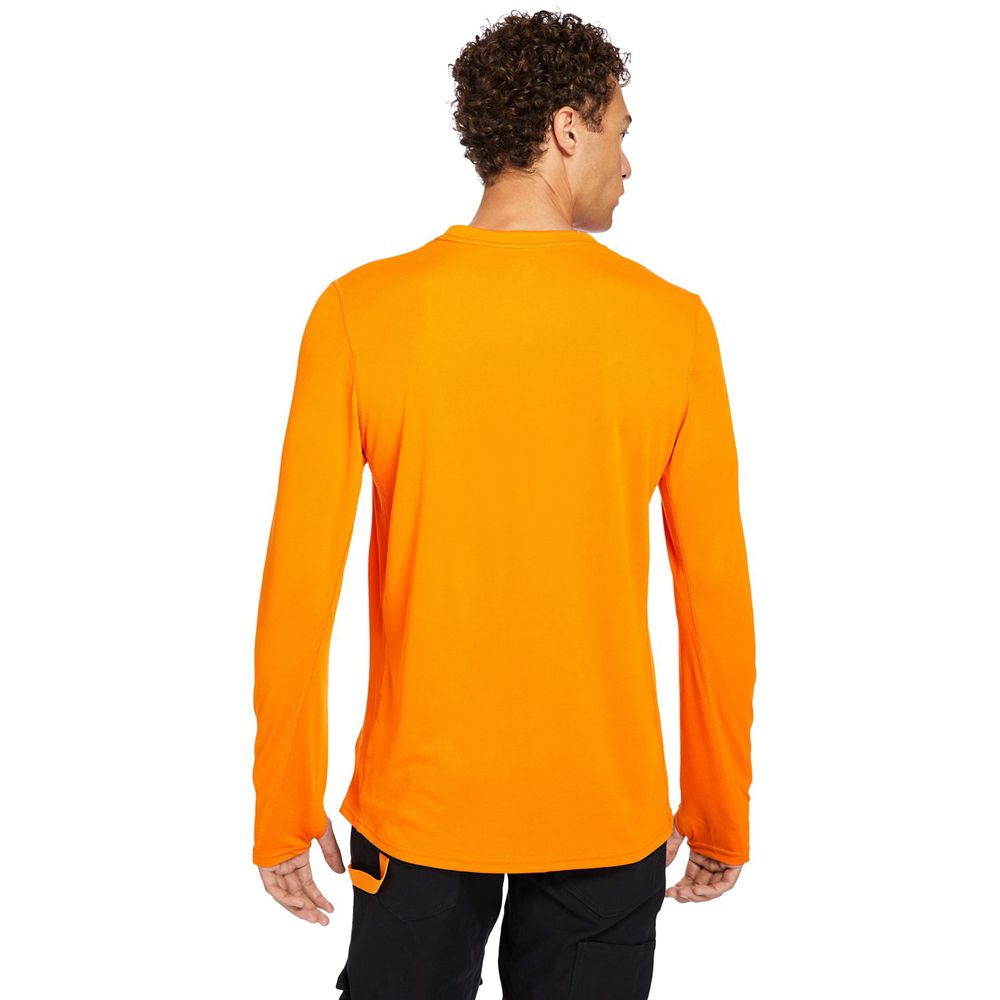 Camisetas Timberland Argentina Hombre - Pro® Wicking Good Long Sleeve - Naranjas - KAYJRG-908